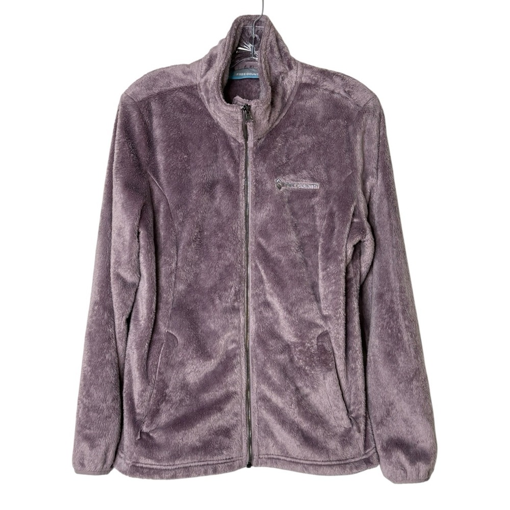 Free Country Faux Fur Lavender Jacket Zip Pockets Inner Pockets Soft‎ Women's M